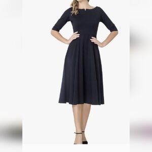 Marycrafts Women's Fit Flare Tea Midi Dress sz 22 black  NWT